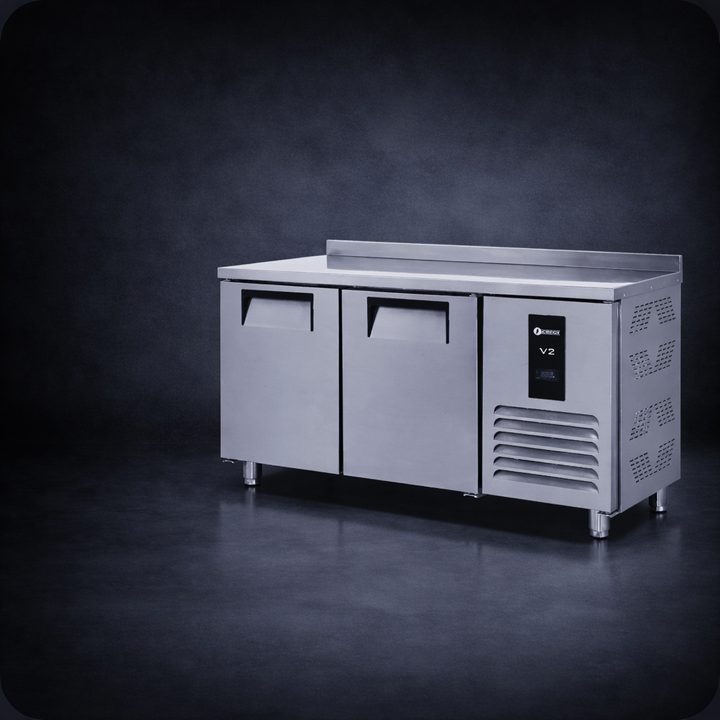 ICEINOX undercounter refrigerator, two-door stainless steel counter
